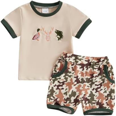 Brvxia Summer Challenge for Baby Boys T-Shirt Shorts Camouflage Elastic