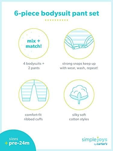 6-Piece Baby Girls Bodysuit Pants Set for Diapers