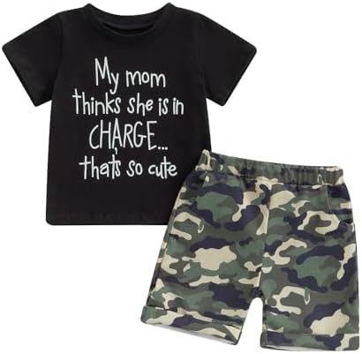 WDEHOW Trendy Toddler Kids Baby Boy Summer Outfits - 1T to 5T Camouflage Sets