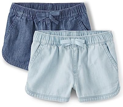 The Childrens Place Baby Girls Playful Chambray Shorts