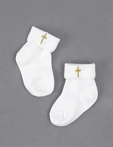 Infant Toddler Boys Christening Shoes White Soft Sole Comfortable with Embroidered Cross