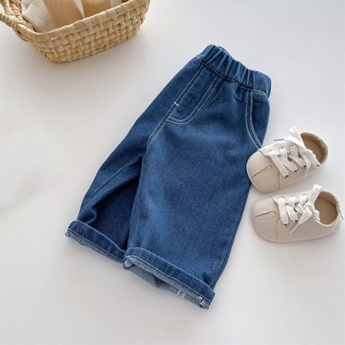 Baby Boys Elastic Waist Jeans with Bear Print