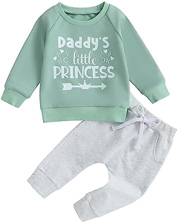 Perfect Toddler Baby Girl Clothes Daddys MaMa Cotton Sweater Pant Set