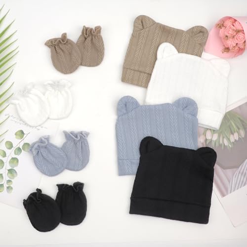 DRESHOW Bear Ears and Mittens Set for Babies