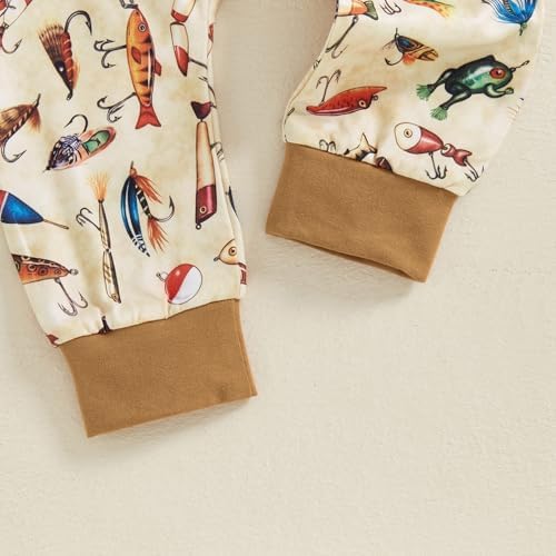 Newborn Baby Boy Cute Fishing Short Sleeve Romper Set