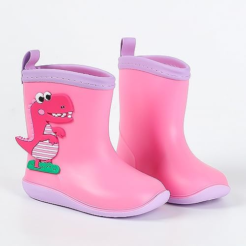 Perfect Easy On Rain Boots for Toddlers Dinosaur Print Waterproof Kids Shoes