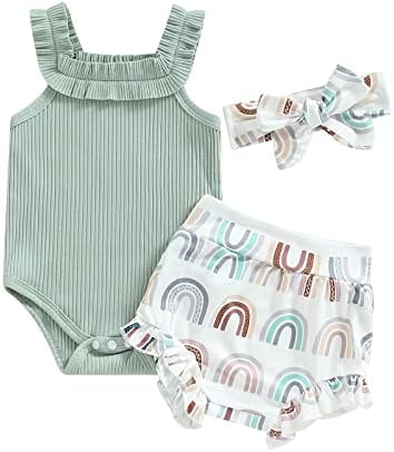 Cute Floral Print Romper for Baby Girls Summer Solid Outfit