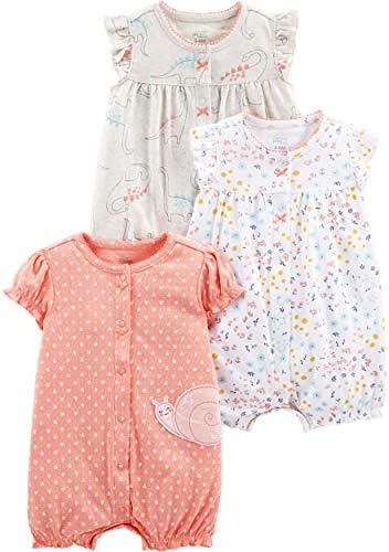 Simple Joys by Carters 3-Pack Snap-Up Rompers for Baby Girls