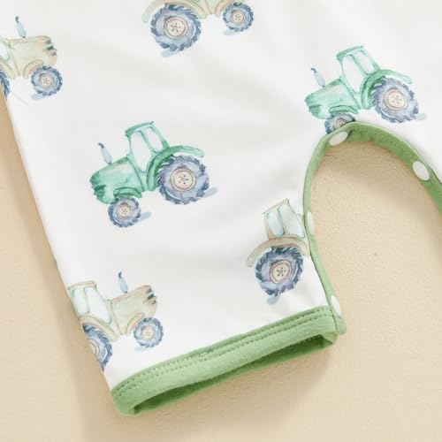 Cute Summer Baby Boys Ropmer with Tractor Animal Print