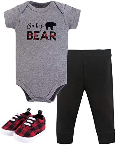Little Treasure Unisex Baby Cotton Bodysuit Pants Shoe Set for Daily Wear