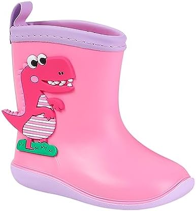 Perfect Easy On Rain Boots for Toddlers Dinosaur Print Waterproof Kids Shoes