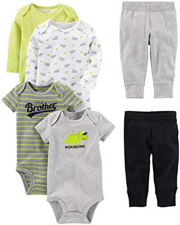 Simple Joys Boys 6-Piece Bodysuits and Pants Set - Soft Comfortable