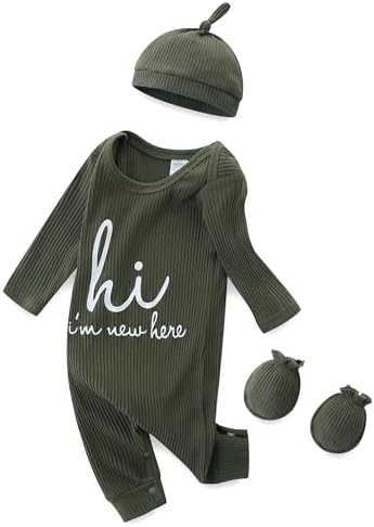 Hikido Newborn Baby Romper with Hat and Gloves 0-3 Months