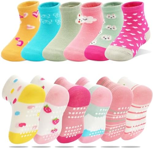 SkiBeaut Non-Slip Baby Socks for Toddlers - Cute Grips Design