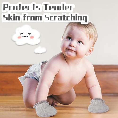 Premium 100 Organic Cotton Muslin Gloves for Newborns