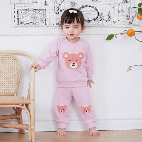Fall Winter Toddler Bear Sweater Pants Set
