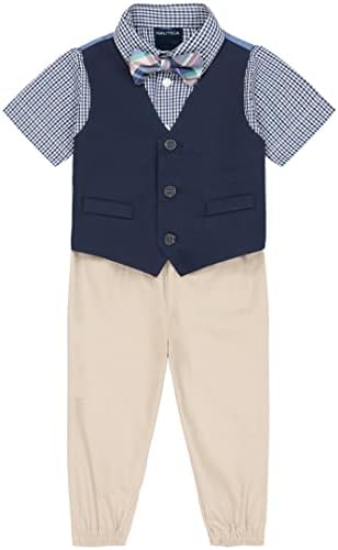 Adorable Nautica Boys 4-Piece Suit Set With Bow Tie
