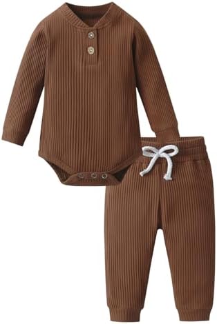 Perfect Boys Girls Newborn Set - Ribbed Cotton Romper Pants - Stylish Comfortable