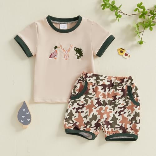 Brvxia Summer Challenge for Baby Boys T-Shirt Shorts Camouflage Elastic