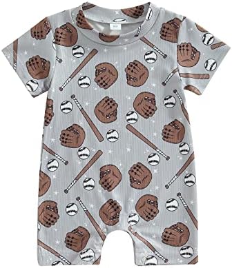 Baseball Print Short Sleeve Romper for Baby