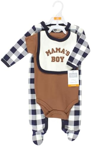 Hudson Baby Unisex Baby Cotton Sleep and Play bodysuit and bandana bib set