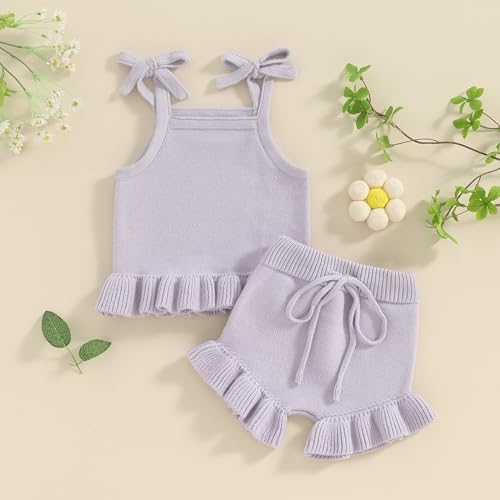 Berrys Trendy Baby Girl Summer Outfit Set with Tank Tops Ruffled Shorts