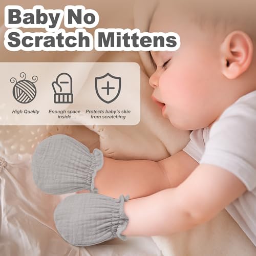 Premium 100 Organic Cotton Muslin Gloves for Newborns