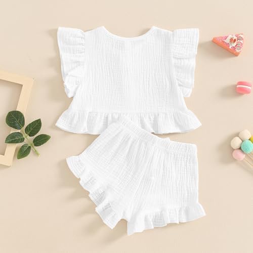 BemeyourBBs Summer Toddler Ruffle Sleeveless Top and Bloomers Set