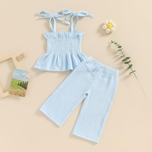 Perfect for Toddler Girls Summer 2-Piece CropTop Pants Set