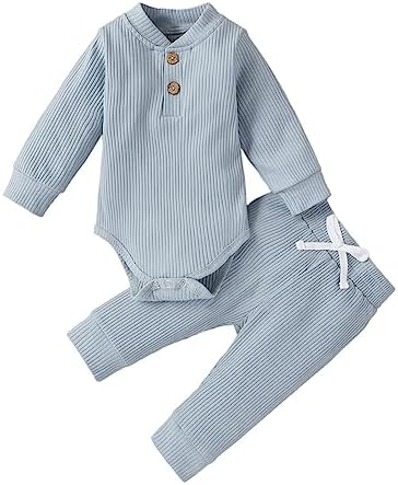Long Sleeve Romper for Newborn Boys 2Pcs Set