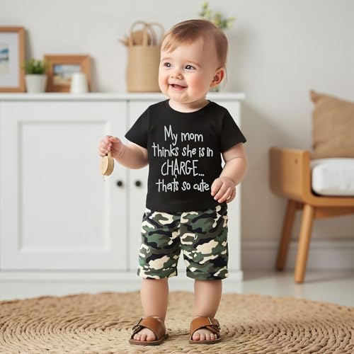 WDEHOW Trendy Toddler Kids Baby Boy Summer Outfits - 1T to 5T Camouflage Sets