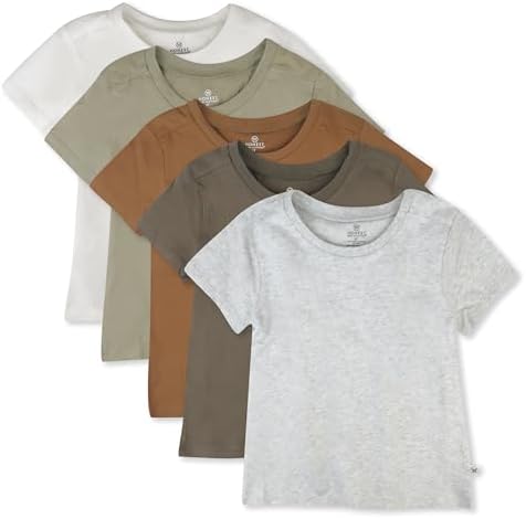 HonestBaby Unisex 5-Pack Soft Cuts Fine T-Shirts for Babies