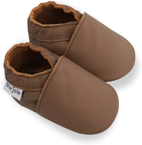 Mejale Anti-Slip Soft Leather Prewalker Moccasins Toddler Walking Shoes