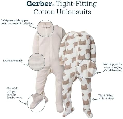 Gerber Baby Boys 4-Pack Footed Pajamas Reliable Sleepwear with Safety Features