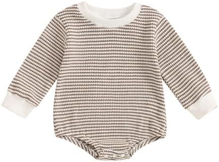 VisgogoUnisex Baby Romper Waffle Long Sleeve Bubble Bodysuit for Boys Girls