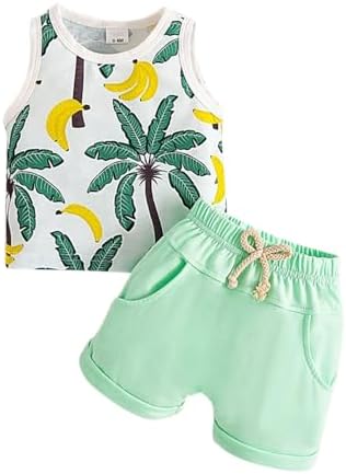 AMIMOJY Toddler Boys Summer Outfit 2-Piece Set