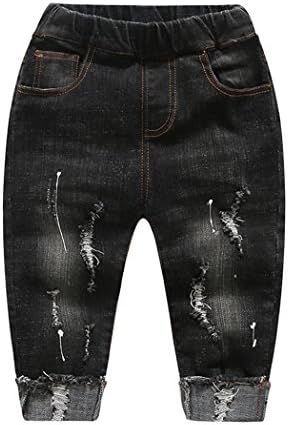 KIDSCOOL SPACE Baby Jeans Elastic Waist Little Ripped Denim