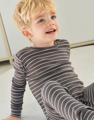 Moimoln 12M-8Y Ribbed Stripe Pajama Set