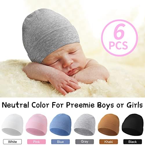 Newcotte 6 Pack Preemie Baby Hats Cotton Preemie Beanie for Premature