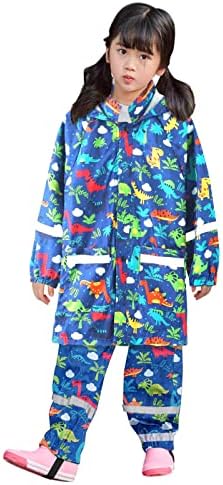 Adorable Cartoon Animal Kids Rain Suit Preschool suing Overalls Hooded