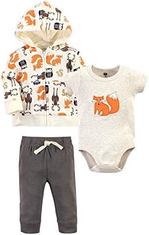 Hudson Baby Unisex Baby Cotton hoodie Bodysuit or tee top and pants