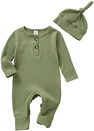MABABY Newborn-18mo Baby Boys Romper Set with Hat