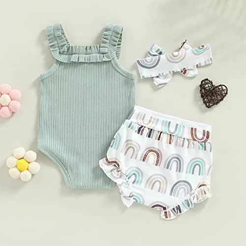 Cute Floral Print Romper for Baby Girls Summer Solid Outfit