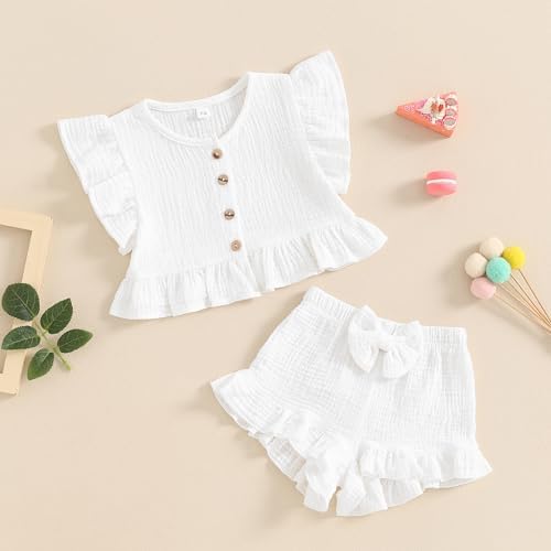BemeyourBBs Summer Toddler Ruffle Sleeveless Top and Bloomers Set