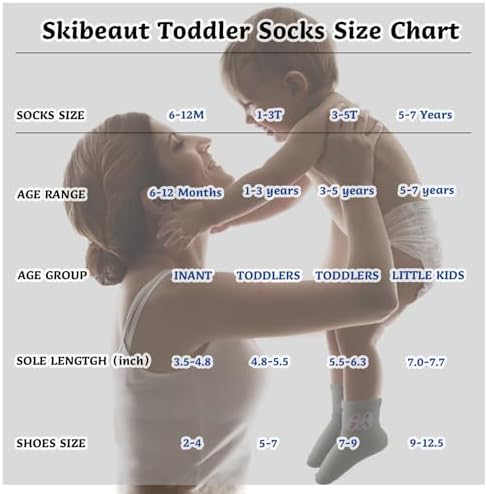 SkiBeaut Non-Slip Baby Socks for Toddlers - Cute Grips Design