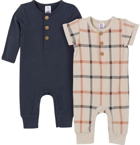 Gerber Baby Girls 2-Pack Romper Set with Change-friendly Legs