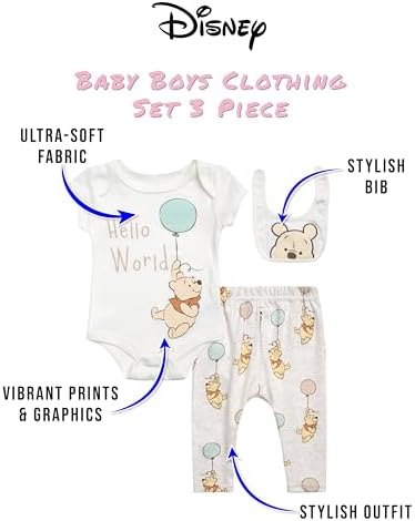 Disney Baby Boys 3-Piece Layette Set