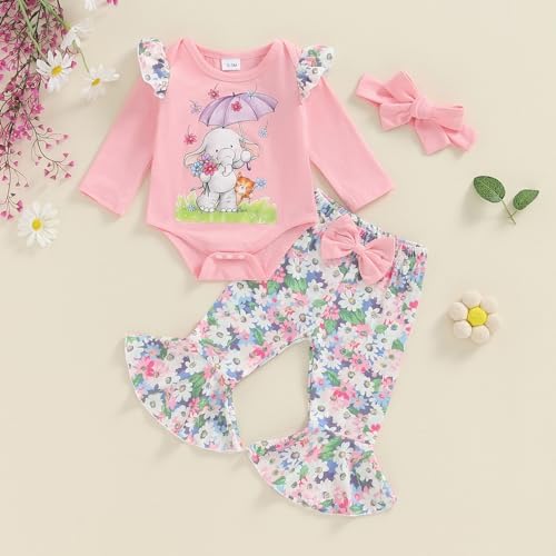 Elephant and Floral Romper Set for Babies