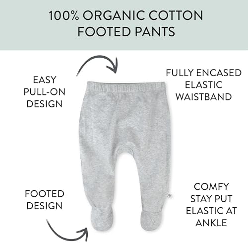 2-Pack HonestBaby 100 Organic Cotton Roomy Fit Footed Pants for Baby