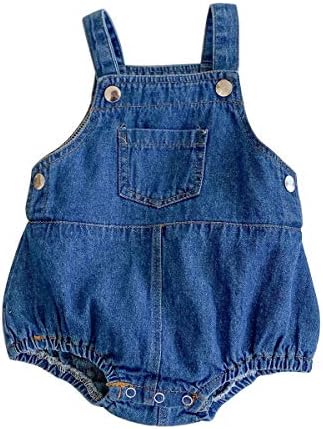 HOOLCHEAN Denim Bodysuit with Straps for Baby